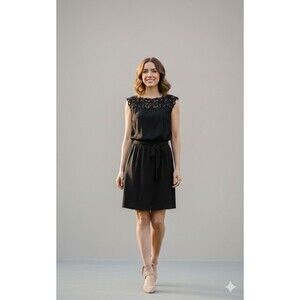 ⭐Boho LBD Loft Black Dress Eyelet Top Size Medium⭐